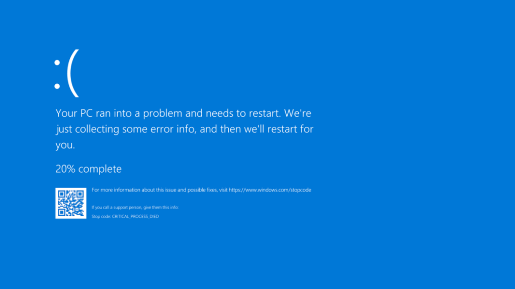 A atual tela azul do Windows (imagem: reprodução/Microsoft)